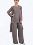 Brianna Jumpsuit/Pantsuit Scoop Neck Floor-Length Chiffon Mother of the Bride Dress UKP0014629