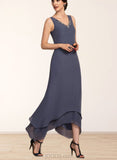 Ellie A-line V-Neck Ankle-Length Chiffon Mother of the Bride Dress With Beading UKP0014655