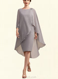 Erika Sheath/Column Scoop Neck Knee-Length Chiffon Mother of the Bride Dress With Beading UKP0014688