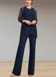 Vivian Jumpsuit/Pantsuit Scoop Neck Floor-Length Jersey Mother of the Bride Dress UKP0014714