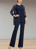 Vivian Jumpsuit/Pantsuit Scoop Neck Floor-Length Jersey Mother of the Bride Dress UKP0014714