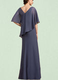 Gill A-Line Scoop Neck Floor-Length Chiffon Mother of the Bride Dress With Beading UKP0014793