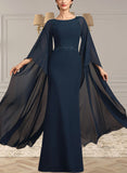 Emmy Sheath/Column Scoop Neck Floor-Length Chiffon Mother of the Bride Dress With Lace Sequins UKP0014806