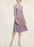 Thelma A-Line Sweetheart Knee-Length Chiffon Mother of the Bride Dress With Pleated UKP0014823