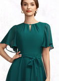 Laurel A-Line Scoop Neck Asymmetrical Chiffon Mother of the Bride Dress With Ruffle Bow(s) UKP0014859