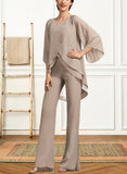 Paityn Jumpsuit/Pantsuit Scoop Neck Floor-Length Chiffon Mother of the Bride Dress UKP0014864