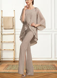 Paityn Jumpsuit/Pantsuit Scoop Neck Floor-Length Chiffon Mother of the Bride Dress UKP0014864