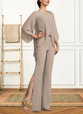 Paityn Jumpsuit/Pantsuit Scoop Neck Floor-Length Chiffon Mother of the Bride Dress UKP0014864