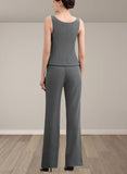 Ximena Jumpsuit/Pantsuit Scoop Neck Ankle-Length Chiffon Mother of the Bride Dress UKP0014890