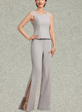 Saniyah Jumpsuit/Pantsuit Square Neckline Floor-Length Chiffon Mother of the Bride Dress UKP0014900