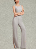 Saniyah Jumpsuit/Pantsuit Square Neckline Floor-Length Chiffon Mother of the Bride Dress UKP0014900