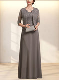 Myah A-Line Square Neckline Floor-Length Chiffon Lace Mother of the Bride Dress UKP0014904