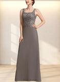 Myah A-Line Square Neckline Floor-Length Chiffon Lace Mother of the Bride Dress UKP0014904