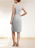 Claudia Sheath/Column Scoop Neck Asymmetrical Chiffon Lace Mother of the Bride Dress With Cascading Ruffles UKP0014912