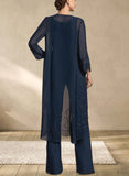 Natalee Jumpsuit/Pantsuit Scoop Neck Floor-Length Chiffon Mother of the Bride Dress UKP0014914