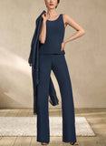 Natalee Jumpsuit/Pantsuit Scoop Neck Floor-Length Chiffon Mother of the Bride Dress UKP0014914