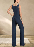 Natalee Jumpsuit/Pantsuit Scoop Neck Floor-Length Chiffon Mother of the Bride Dress UKP0014914