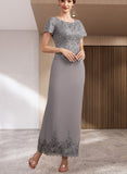 Sydnee Sheath/Column Scoop Neck Ankle-Length Chiffon Lace Mother of the Bride Dress With Sequins UKP0014922