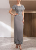 Sydnee Sheath/Column Scoop Neck Ankle-Length Chiffon Lace Mother of the Bride Dress With Sequins UKP0014922