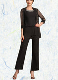 Kayla Jumpsuit/Pantsuit Scoop Neck Ankle-Length Chiffon Mother of the Bride Dress With Beading Sequins UKP0014932