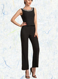 Kayla Jumpsuit/Pantsuit Scoop Neck Ankle-Length Chiffon Mother of the Bride Dress With Beading Sequins UKP0014932