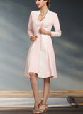 Lindsey Sheath/Column V-neck Knee-Length Stretch Crepe Mother of the Bride Dress UKP0014933