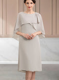 Skyla A-Line Scoop Neck Knee-Length Chiffon Mother of the Bride Dress UKP0014935