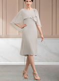 Skyla A-Line Scoop Neck Knee-Length Chiffon Mother of the Bride Dress UKP0014935