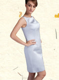 Abigayle Sheath/Column Scoop Neck Knee-Length Satin Mother of the Bride Dress UKP0014937