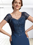 EmeryPiper A-Line V-neck Floor-Length Chiffon Lace Mother of the Bride Dress With Sequins UKP0014938