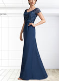 EmeryPiper A-Line V-neck Floor-Length Chiffon Lace Mother of the Bride Dress With Sequins UKP0014938