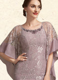 Shiloh Trumpet/Mermaid Scoop Neck Asymmetrical Chiffon Lace Mother of the Bride Dress UKP0014945