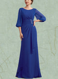 Melissa A-Line Scoop Neck Floor-Length Chiffon Mother of the Bride Dress With Ruffle Beading UKP0014963