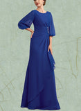 Melissa A-Line Scoop Neck Floor-Length Chiffon Mother of the Bride Dress With Ruffle Beading UKP0014963