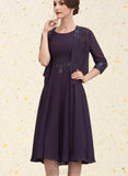 Jennifer A-Line Scoop Neck Knee-Length Chiffon Lace Mother of the Bride Dress With Sequins UKP0014968