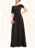 Uerica A-Line Scoop Neck Floor-Length Chiffon Mother of the Bride Dress With Ruffle Beading UKP0014970