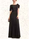 Uerica A-Line Scoop Neck Floor-Length Chiffon Mother of the Bride Dress With Ruffle Beading UKP0014970