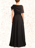 Uerica A-Line Scoop Neck Floor-Length Chiffon Mother of the Bride Dress With Ruffle Beading UKP0014970