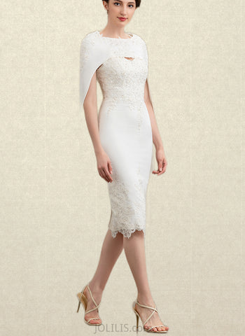 Jeanie Sheath/Column Sweetheart Knee-Length Lace Stretch Crepe Mother of the Bride Dress With Beading UKP0014973