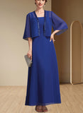 Kennedi A-Line Square Neckline Ankle-Length Chiffon Mother of the Bride Dress With Ruffle UKP0014982