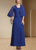 Kennedi A-Line Square Neckline Ankle-Length Chiffon Mother of the Bride Dress With Ruffle UKP0014982