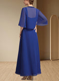 Kennedi A-Line Square Neckline Ankle-Length Chiffon Mother of the Bride Dress With Ruffle UKP0014982