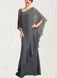 Dominique Sheath/Column One-Shoulder Floor-Length Chiffon Mother of the Bride Dress UKP0014995