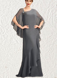 Dominique Sheath/Column One-Shoulder Floor-Length Chiffon Mother of the Bride Dress UKP0014995