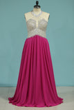 Gorgeous Prom Dresses A Line Scoop Chiffon Sweep Train