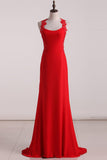 New Arrival Straps Open Back Spandex With Applique Prom Dresses