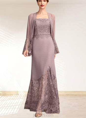 Charlotte Trumpet/Mermaid Square Neckline Asymmetrical Chiffon Lace Mother of the Bride Dress UKP0015001