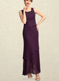 Karli Sheath/Column Scoop Neck Ankle-Length Chiffon Mother of the Bride Dress With Beading Sequins UKP0015024