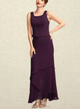 Karli Sheath/Column Scoop Neck Ankle-Length Chiffon Mother of the Bride Dress With Beading Sequins UKP0015024