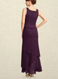 Karli Sheath/Column Scoop Neck Ankle-Length Chiffon Mother of the Bride Dress With Beading Sequins UKP0015024